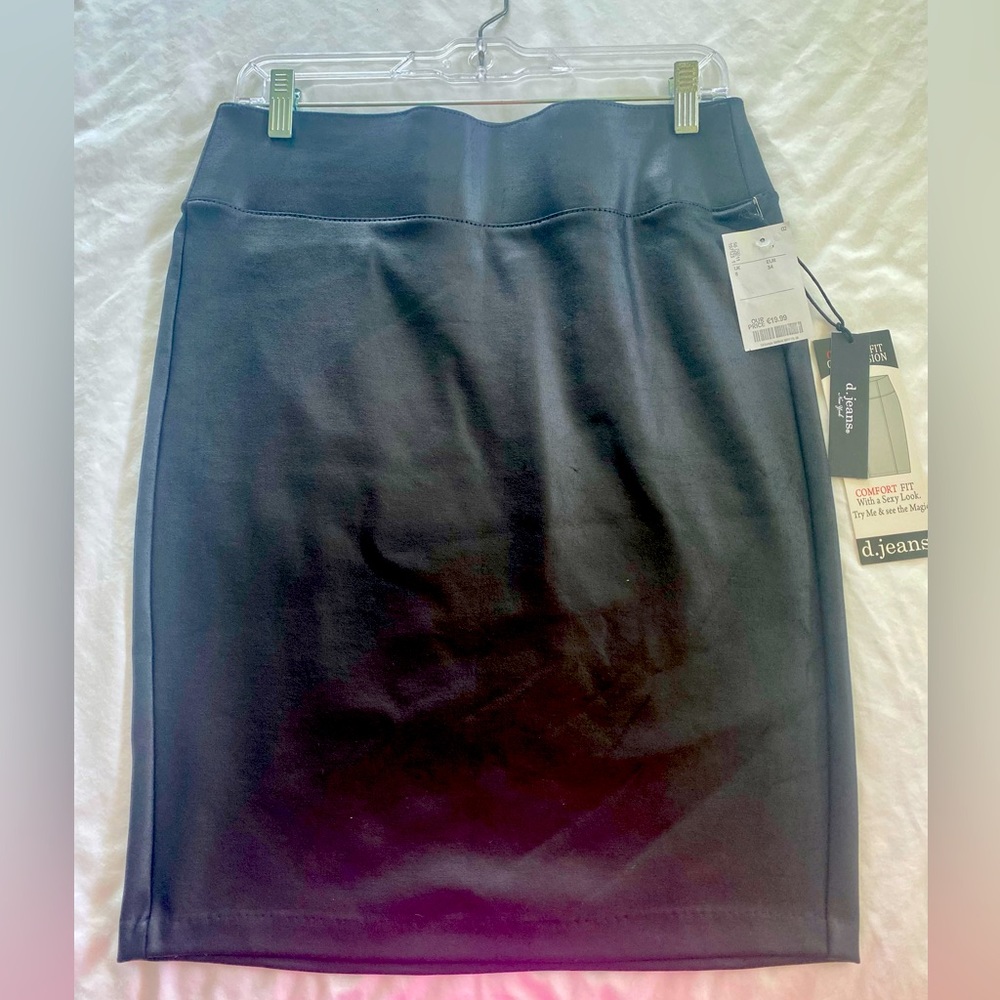 Black “faux leather” skirt.